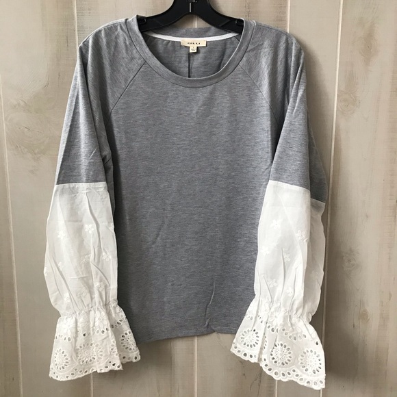 Raglan style top lace bell sleeve size L - Picture 2 of 5